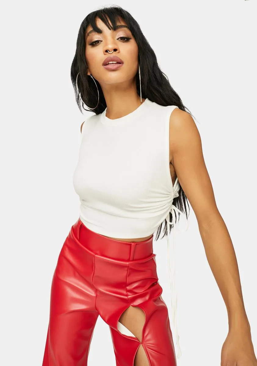 Pure Up My Confidence Side Ruched Crop Tank sold by Dolls Kill