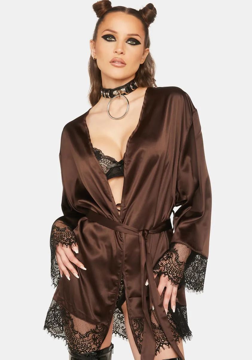 Alaia Chocolate Brown Caged Kimono sold by Dolls Kill