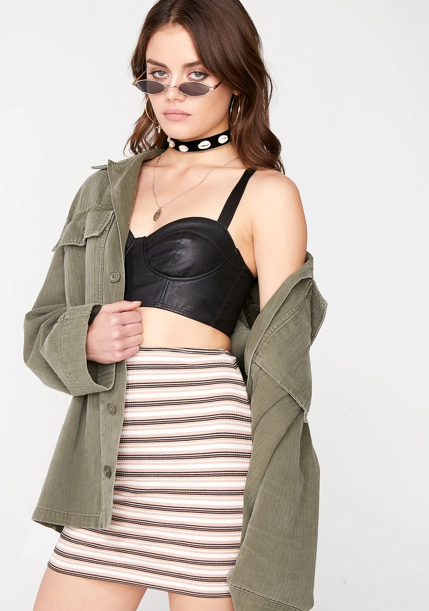 Latte Kimmy Stripe Skirt sold by Dolls Kill product image thumbnail 2