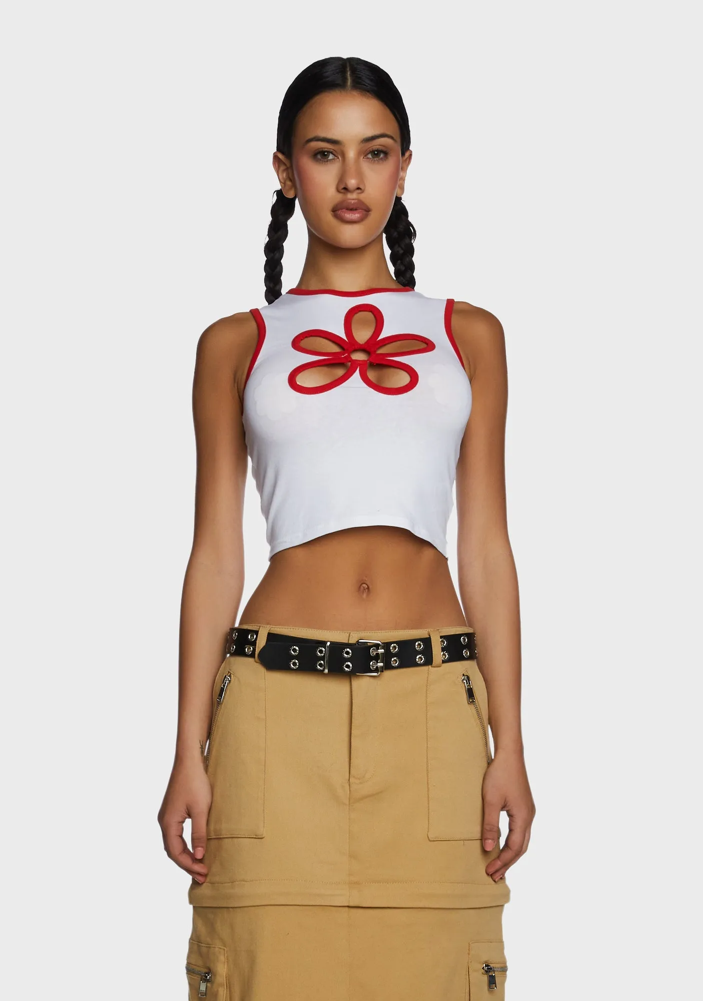 Flower Cut Out Crop Top sold by Dolls Kill