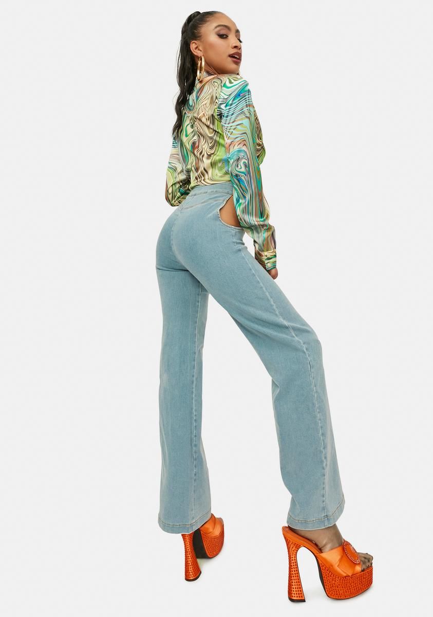 No Sneak Peeks Cutout Denim Jeans sold by Dolls Kill product image thumbnail 4