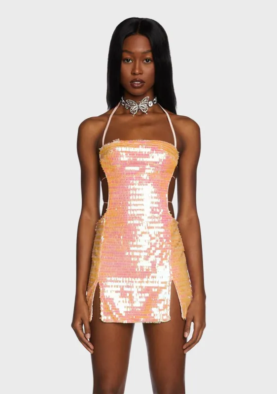 Sunset High Hopes Sequin Mini Dress sold by Dolls Kill