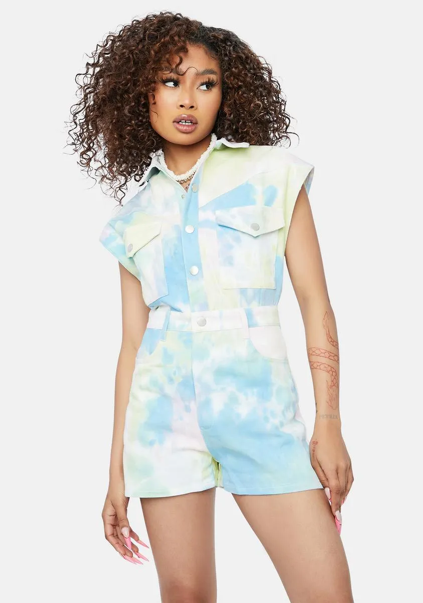 Tie Dye Utility Romper sold by Dolls Kill