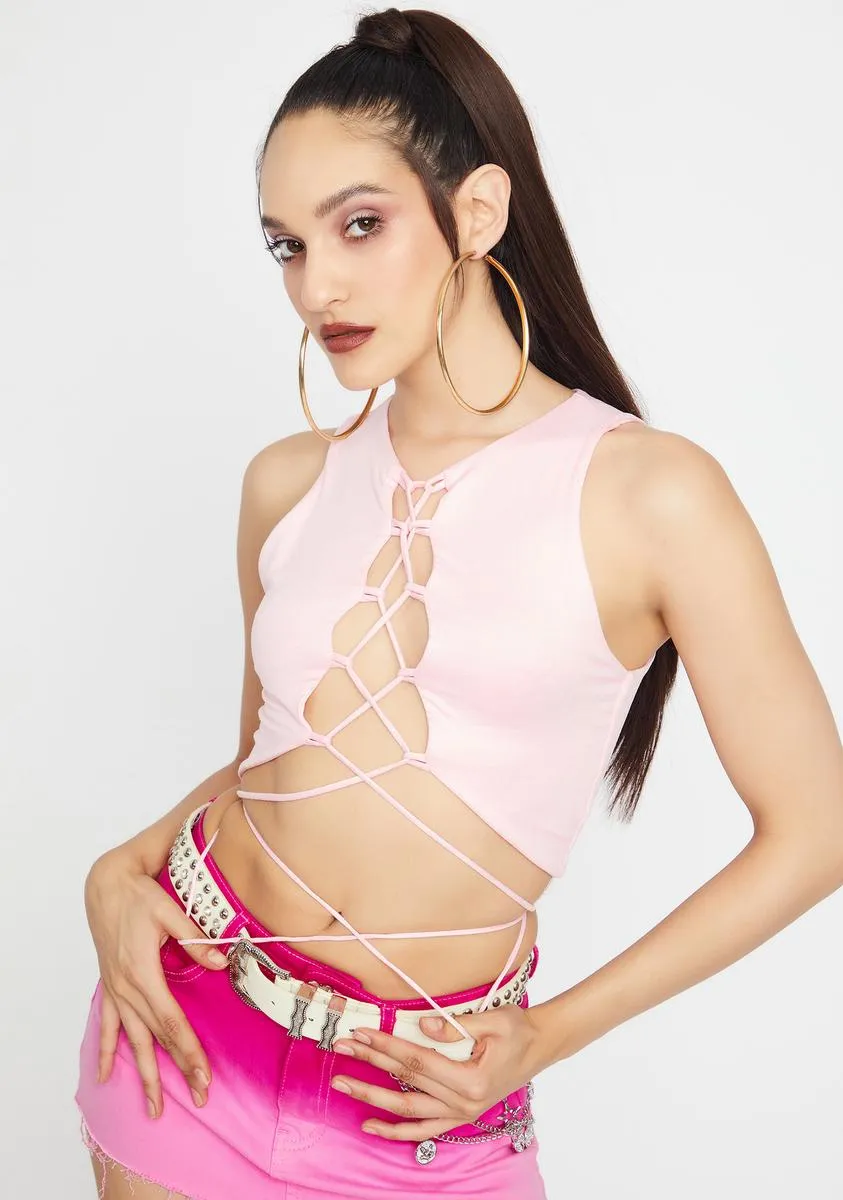 Born A Star Lace Up Crop Top sold by Dolls Kill