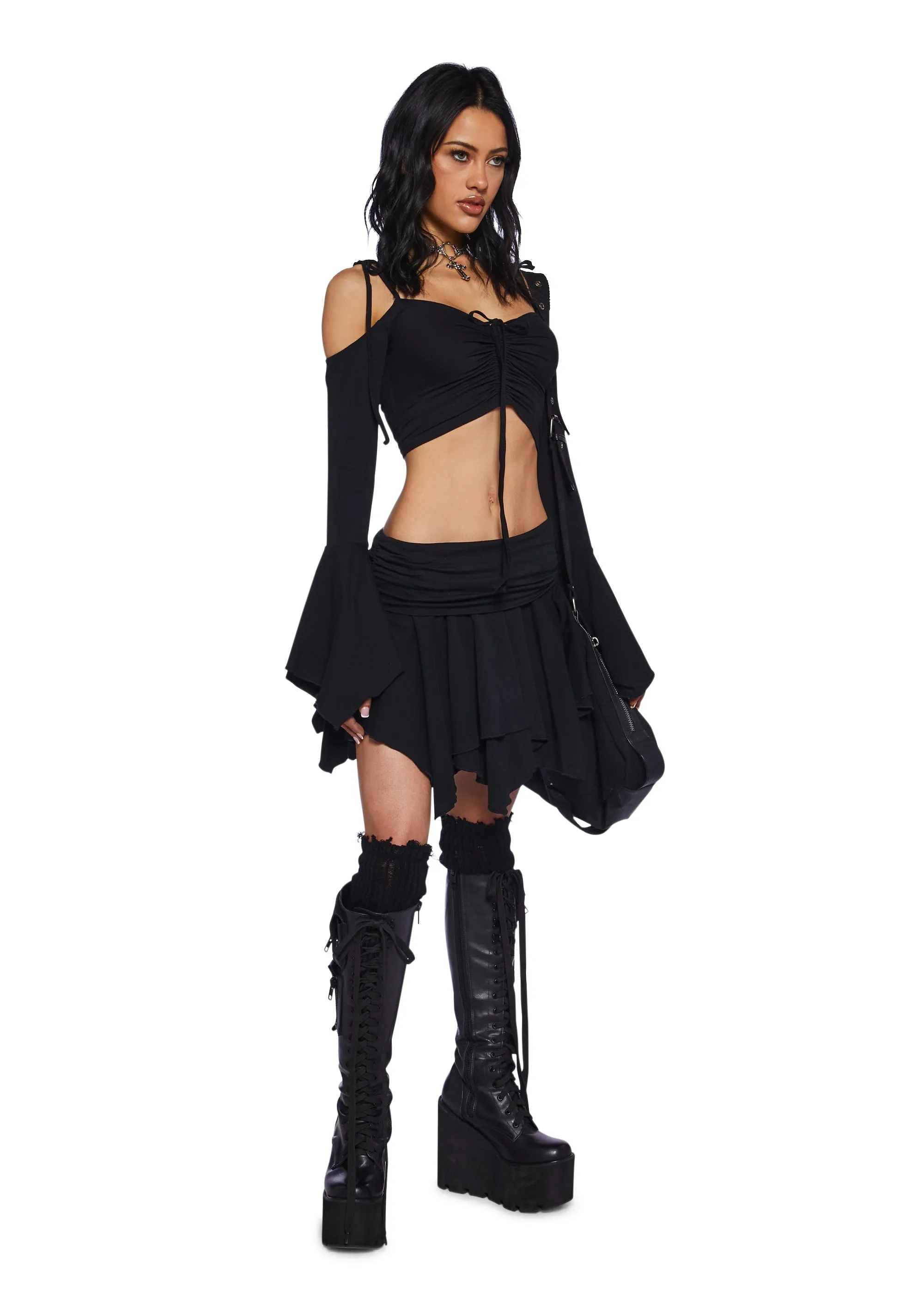 F Is For Fairies® Crop Top - Black sold by Dolls Kill product image thumbnail 2