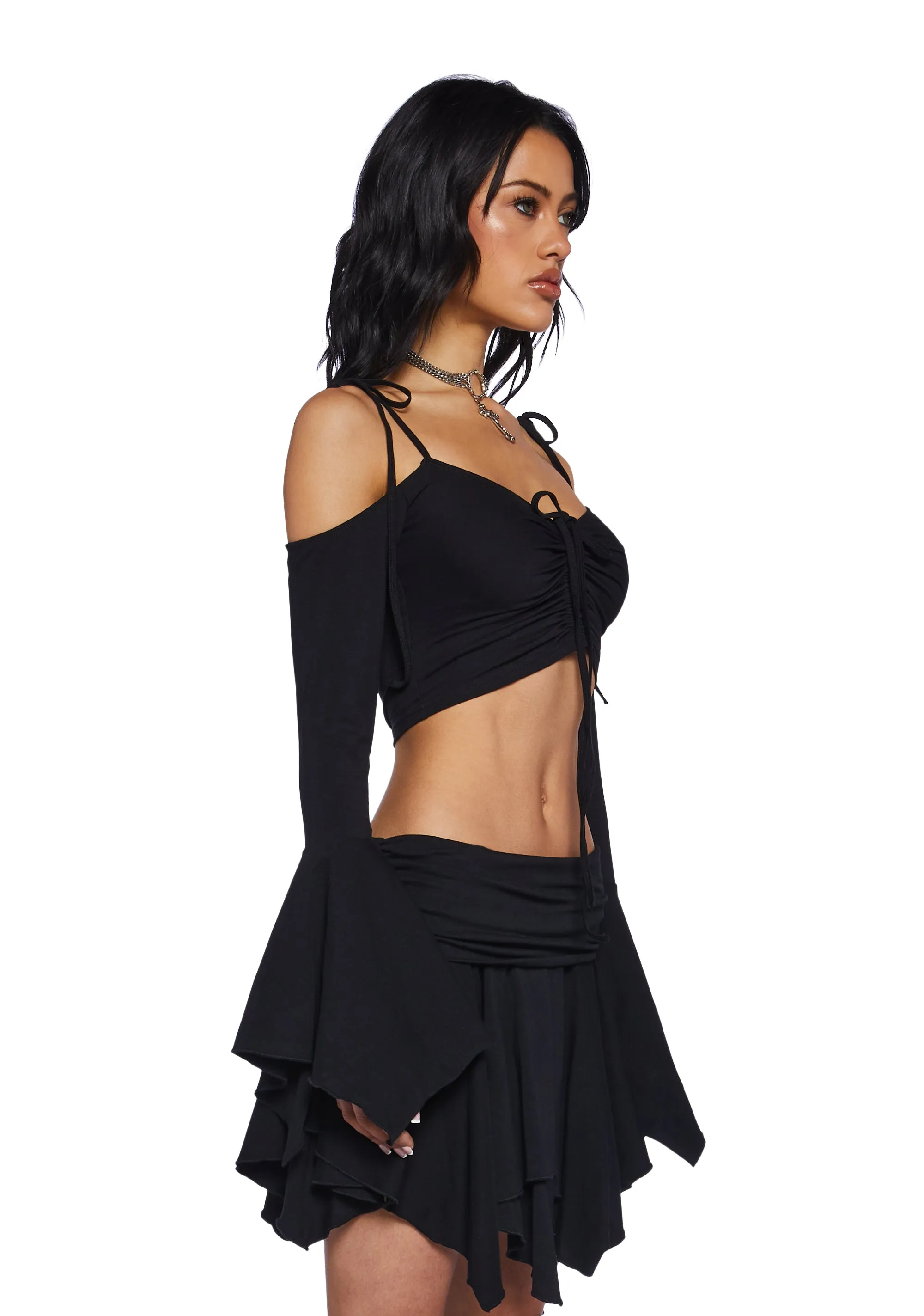 F Is For Fairies® Crop Top - Black sold by Dolls Kill product image thumbnail 3