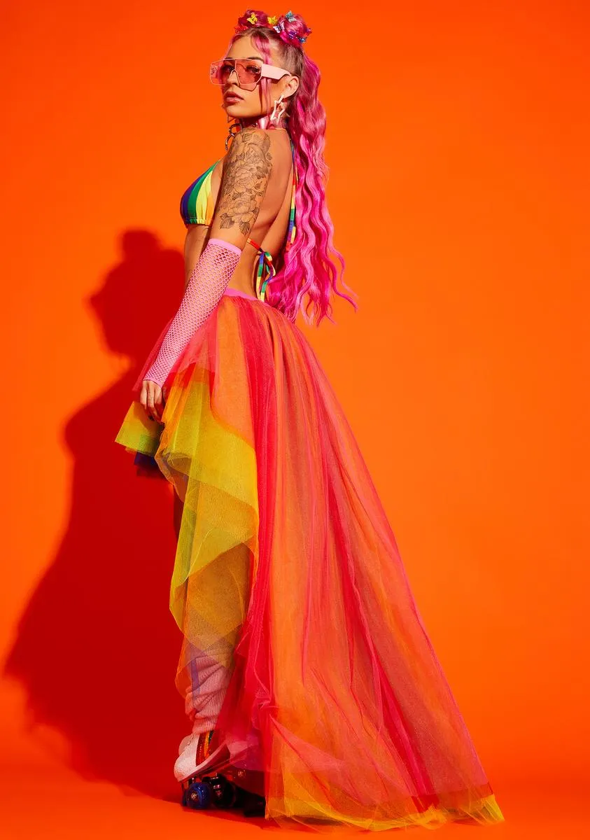 Grand Entrance Rainbow Tulle Skirt sold by Dolls Kill product image thumbnail 4