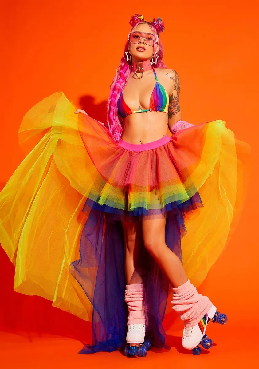 Grand Entrance Rainbow Tulle Skirt sold by Dolls Kill product image thumbnail 2