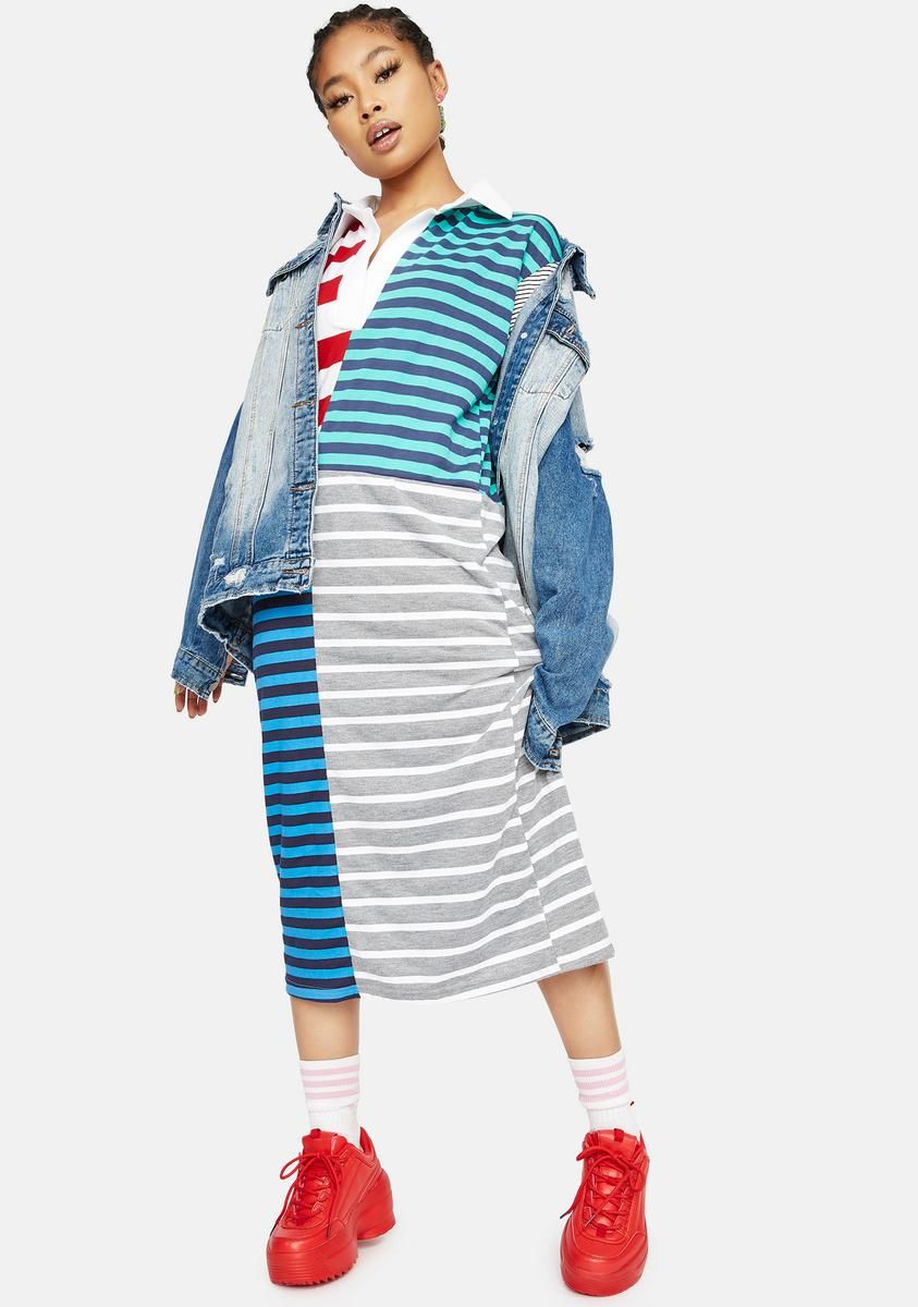 Never Basic Striped Midi Dress sold by Dolls Kill product image thumbnail 3