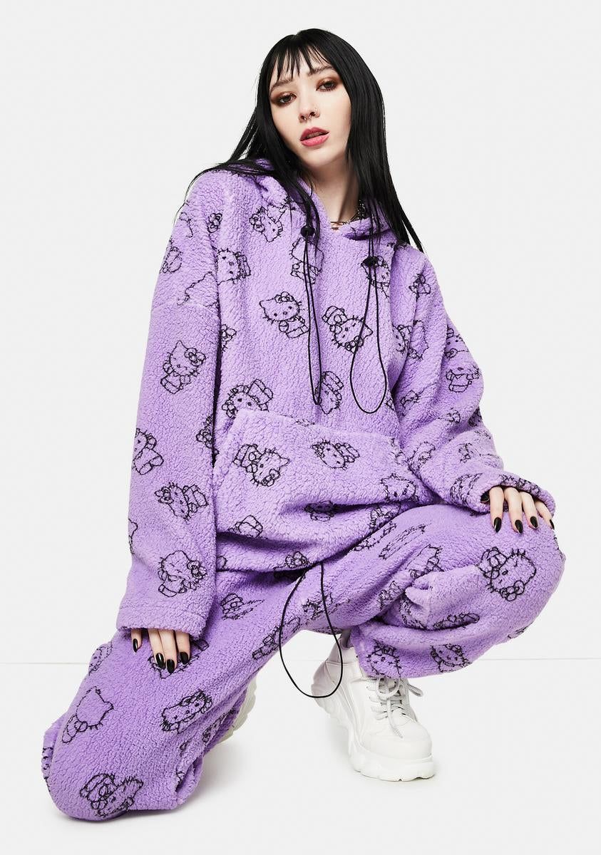 Purple Hello Kitty Printed Fleece Hoodie sold by Dolls Kill product image thumbnail 3
