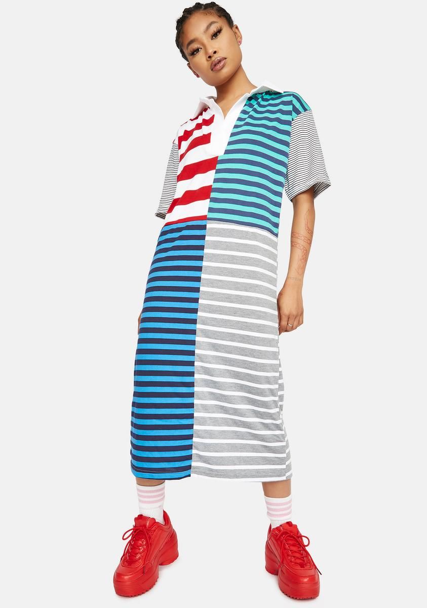Never Basic Striped Midi Dress sold by Dolls Kill
