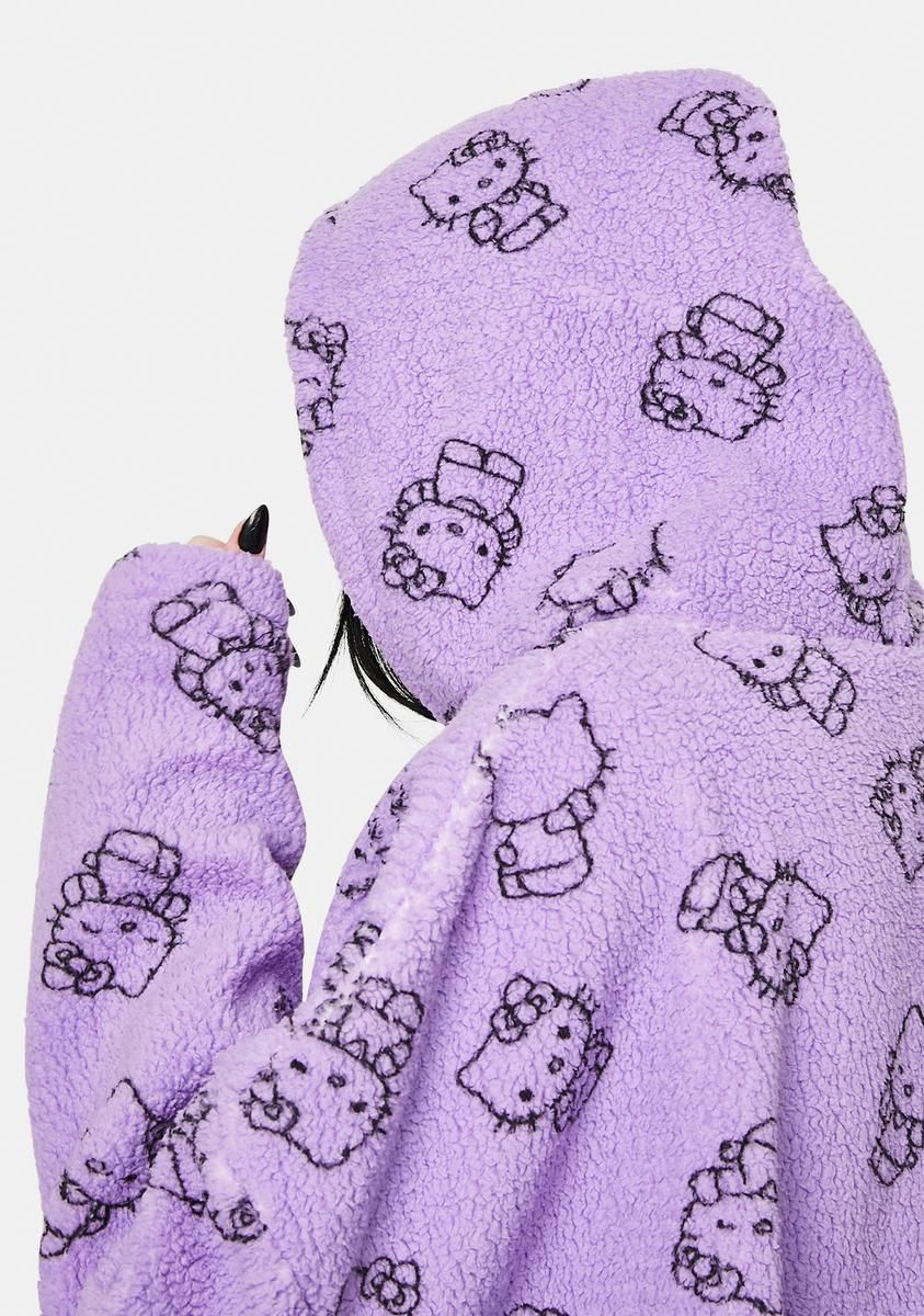 Purple Hello Kitty Printed Fleece Hoodie sold by Dolls Kill product image thumbnail 4