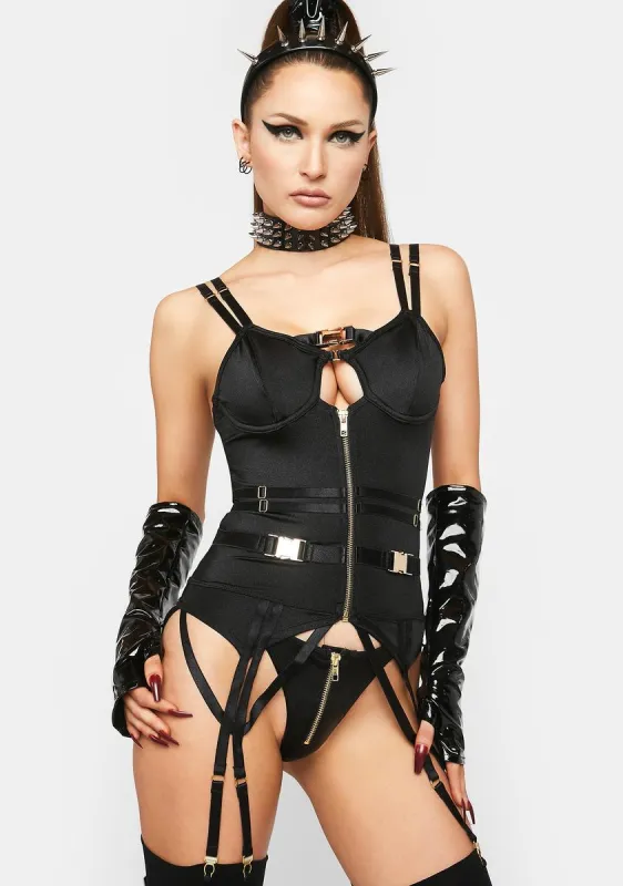 On Your Buckle List Bustier Set sold by Dolls Kill