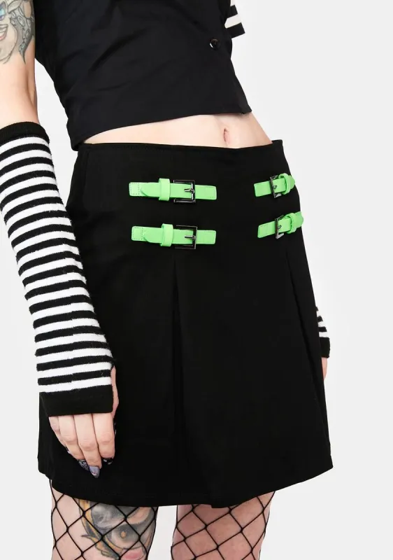 Green Contrast Buckle Skort sold by Dolls Kill