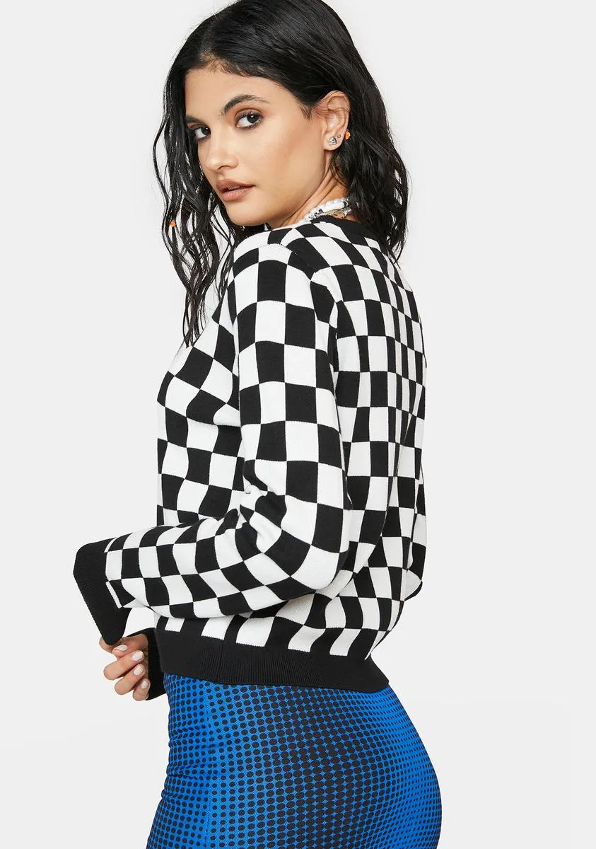 Checkers Knitted Cardigan sold by Dolls Kill product image thumbnail 4