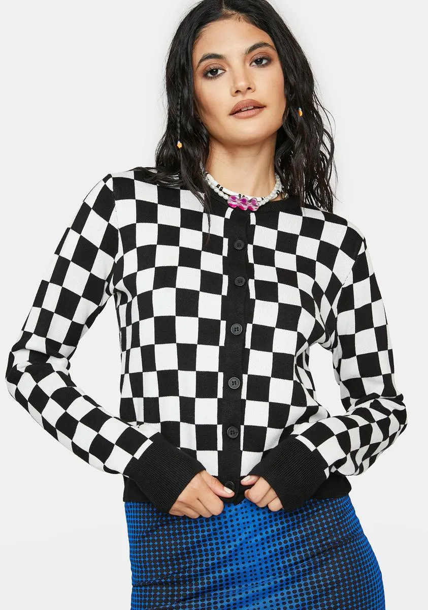 Checkers Knitted Cardigan sold by Dolls Kill