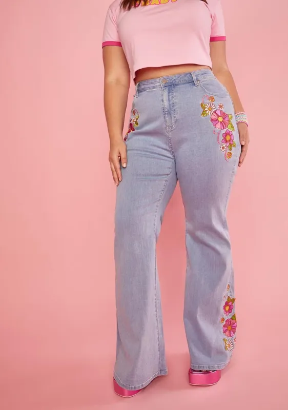 Plus Outta Sight Flare Jeans sold by Dolls Kill