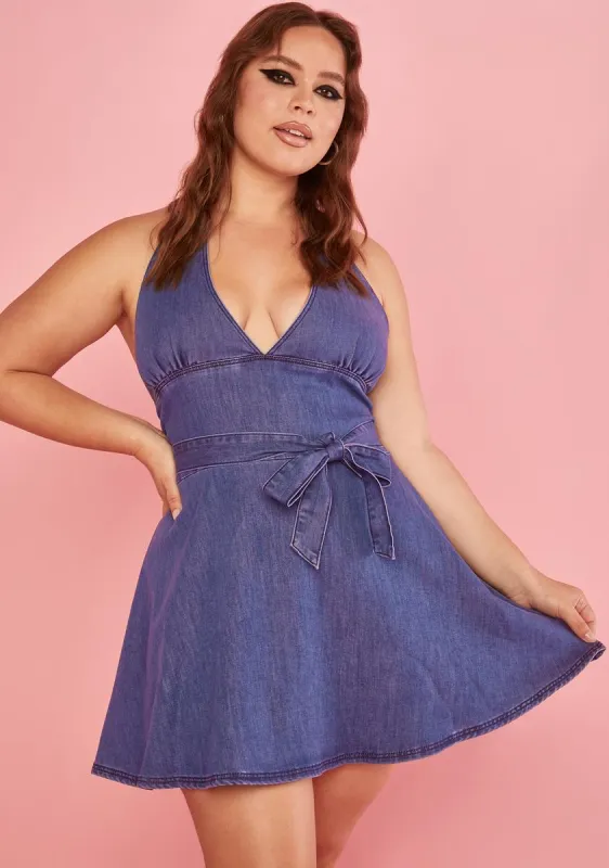 Plus Sizzle Magnet Halter Dress sold by Dolls Kill