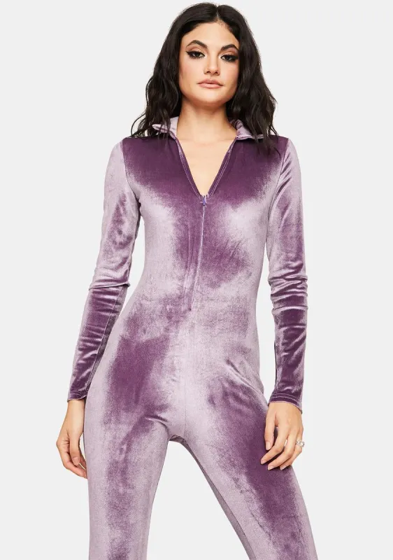 Violet How Dare You V Neck Catsuit sold by Dolls Kill