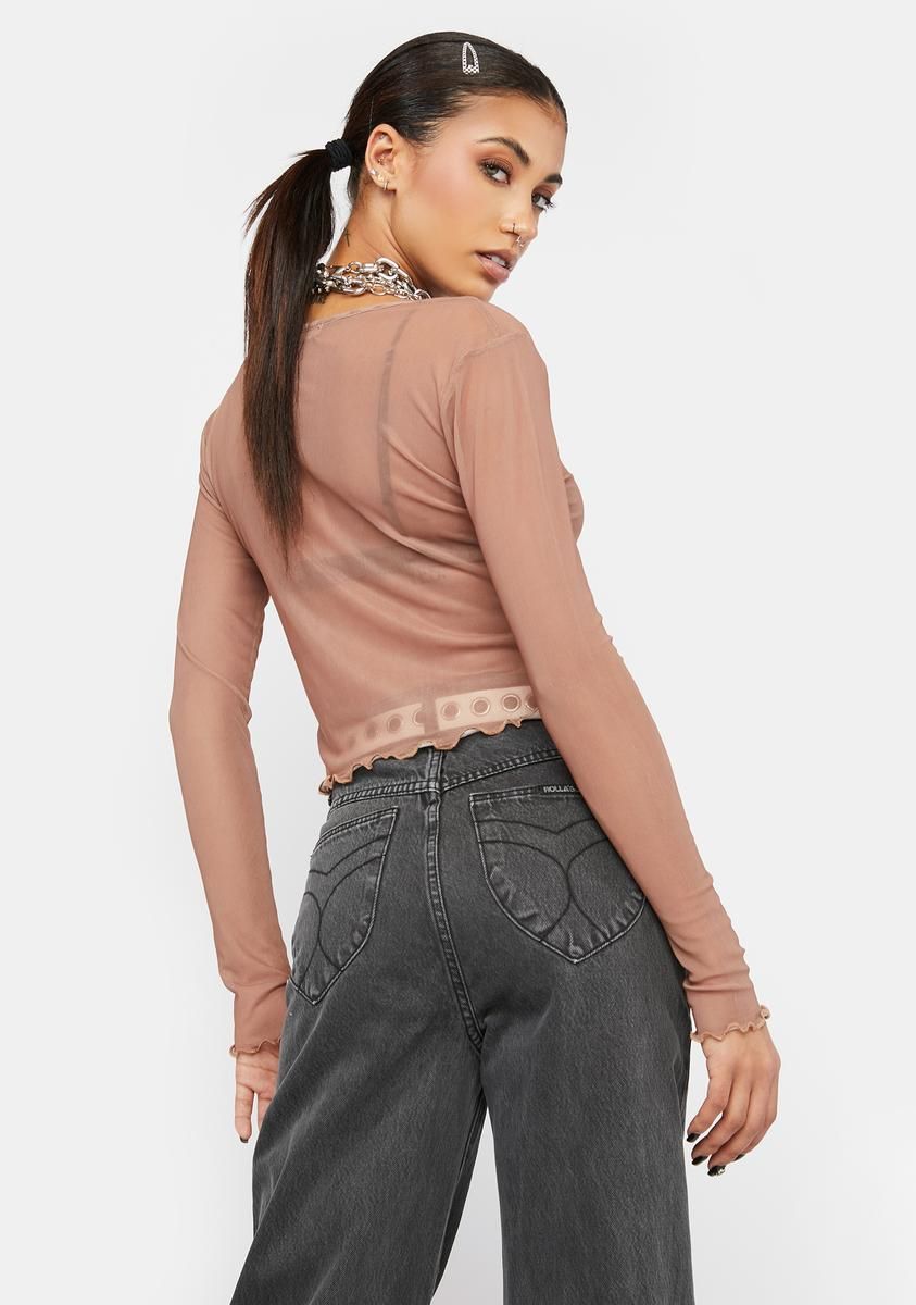 Brown Mesh Cardigan sold by Dolls Kill product image thumbnail 4