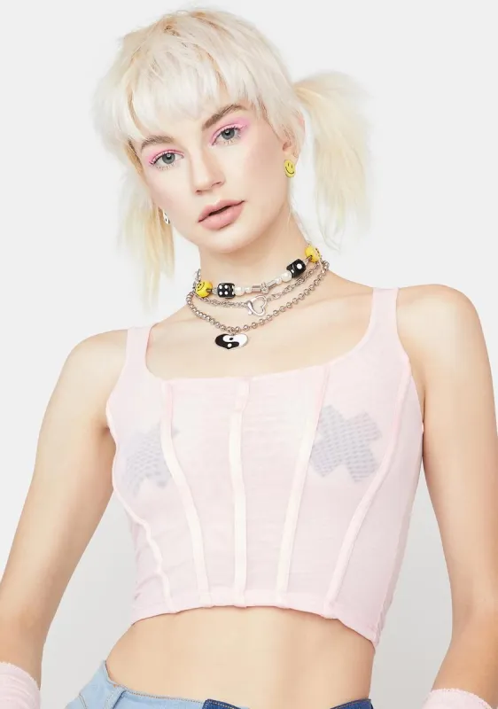 Sugar Get Lucky Mesh Corset Top sold by Dolls Kill