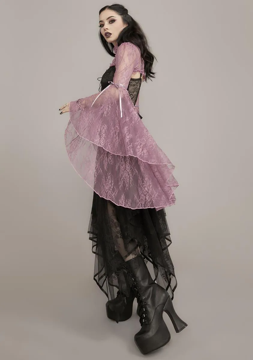 Mauve Dusk Before Dawn Lace Shrug sold by Dolls Kill product image thumbnail 3