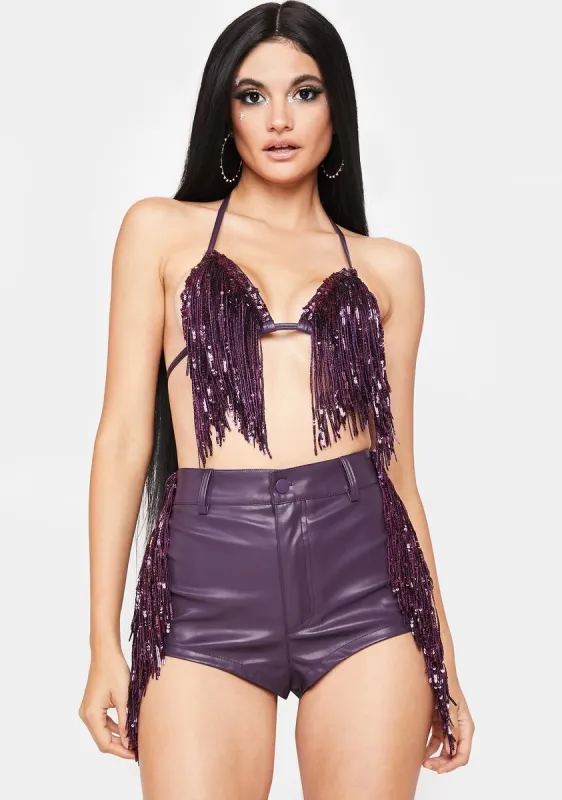 Not Going Home Sequin Fringe Set sold by Dolls Kill
