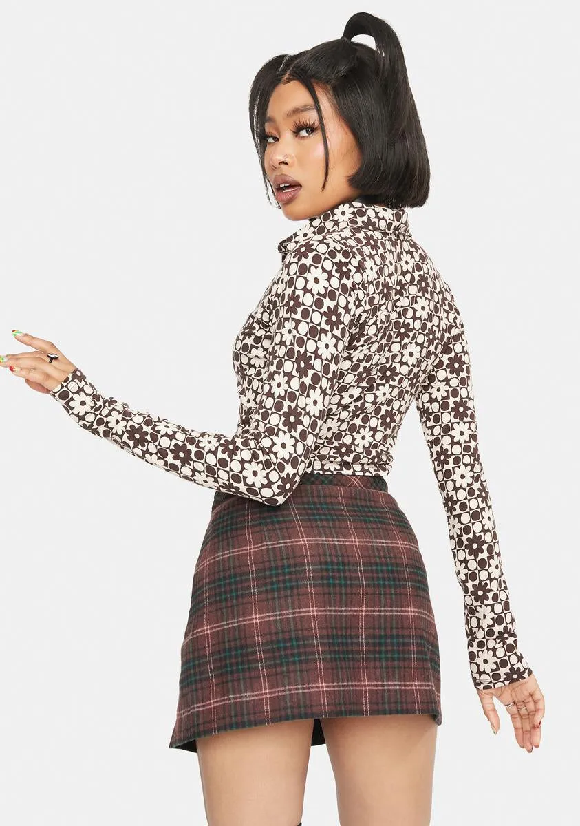 Patchwork Daisy Brown Ryals Button Up Shirt sold by Dolls Kill product image thumbnail 4