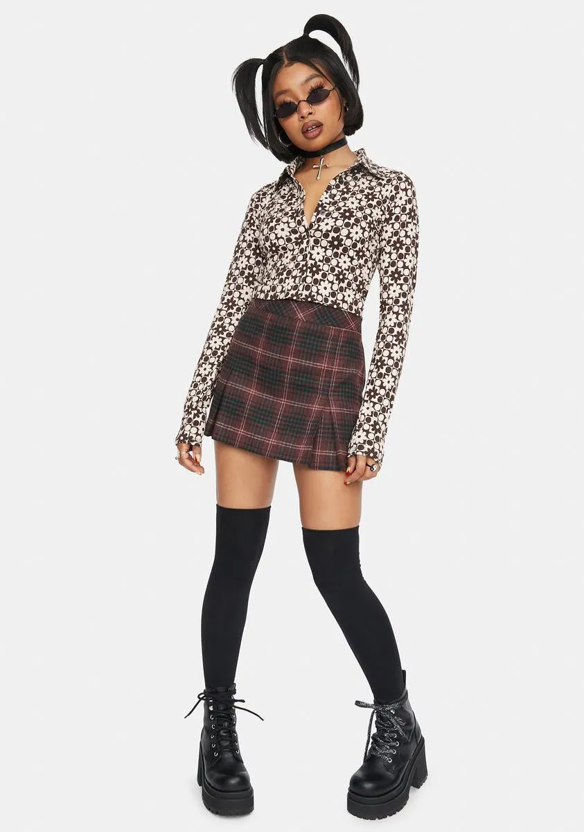 Patchwork Daisy Brown Ryals Button Up Shirt sold by Dolls Kill product image thumbnail 3