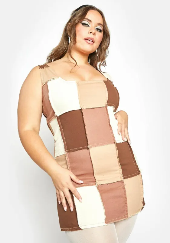 Plus Rebel In Me Patchwork Dress sold by Dolls Kill