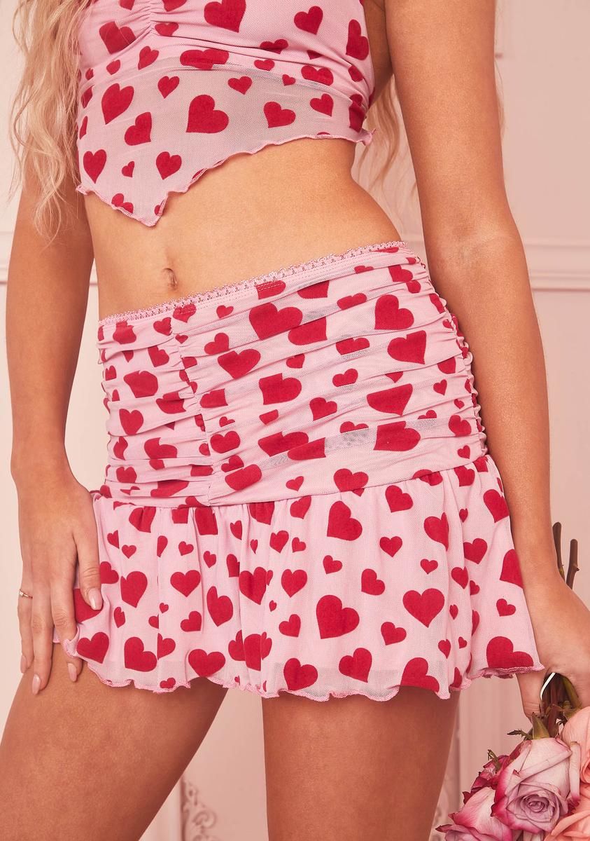 Love Surrounds Me Ruched Skirt sold by Dolls Kill