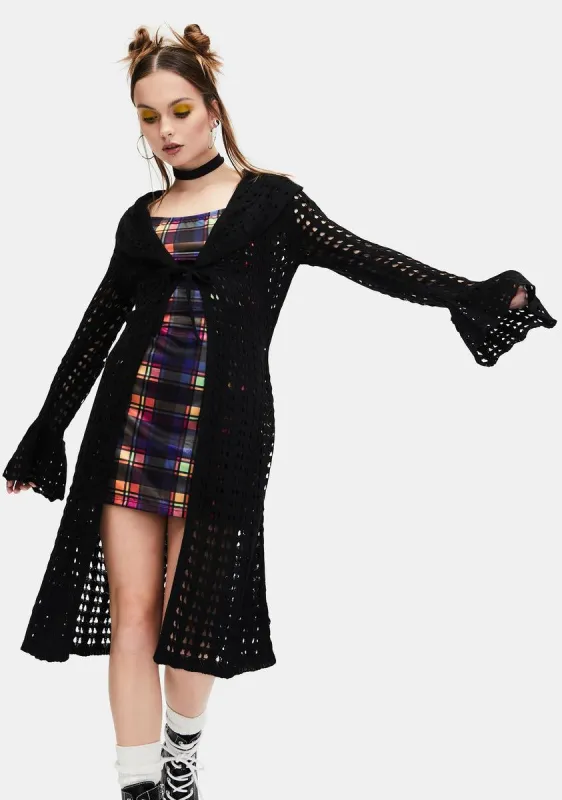 Weekend Wars Long Knit Cardigan sold by Dolls Kill