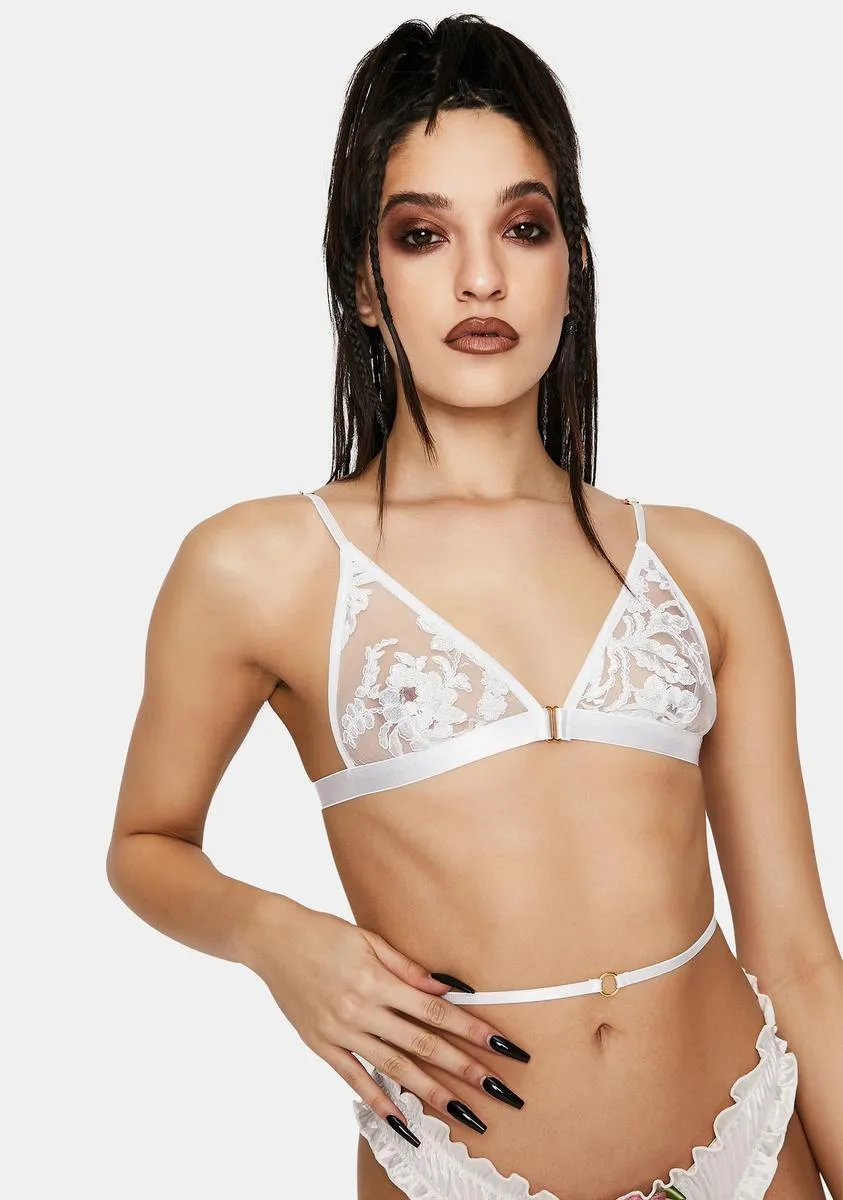 White Cosmo Bralette sold by Dolls Kill