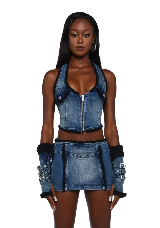 Lara Denim Top sold by Dolls Kill