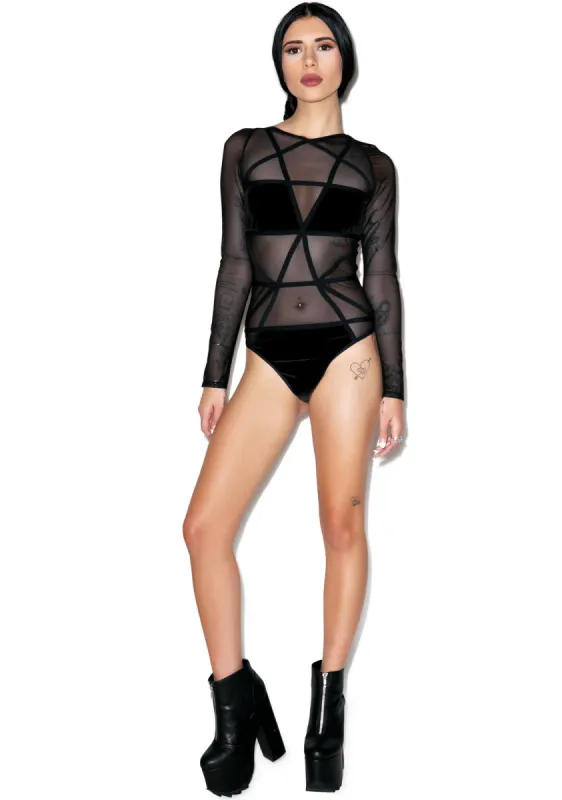 Velvet Pentagram Bodysuit sold by Dolls Kill