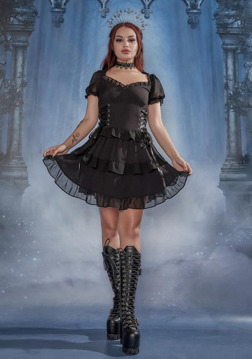 Charmed You Chiffon Babydoll Dress sold by Dolls Kill product image thumbnail 3