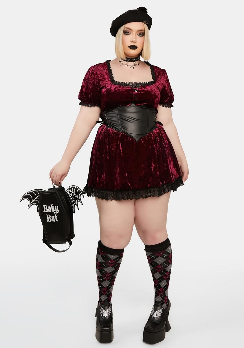 Plus Drinking Your Blood Velvet Mini Dress sold by Dolls Kill product image thumbnail 3