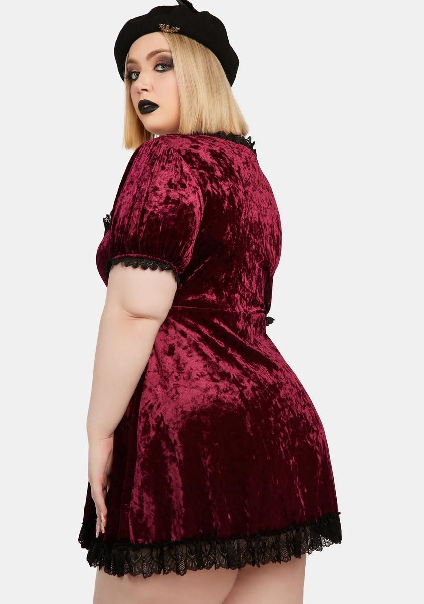Plus Drinking Your Blood Velvet Mini Dress sold by Dolls Kill product image thumbnail 4
