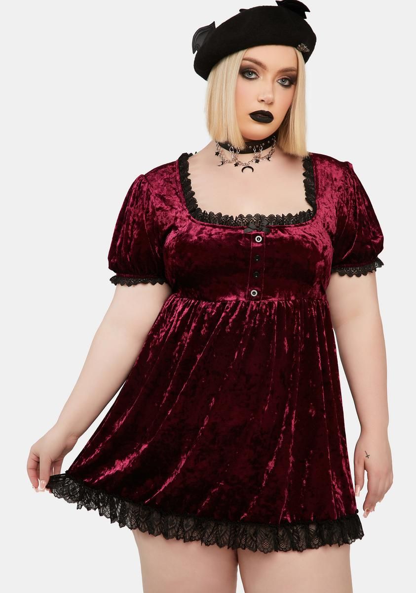 Plus Drinking Your Blood Velvet Mini Dress sold by Dolls Kill