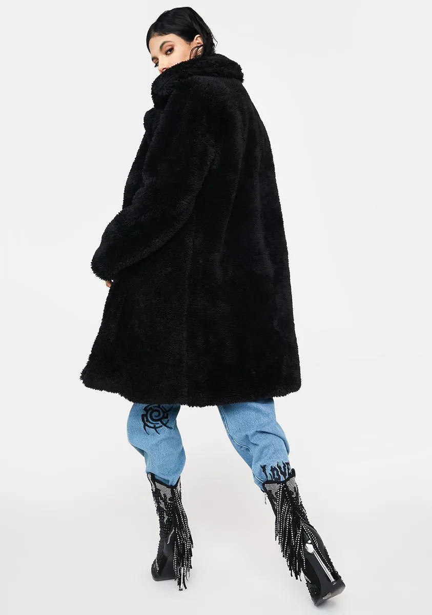 Midnight Leading You On Faux Fur Coat sold by Dolls Kill product image thumbnail 4