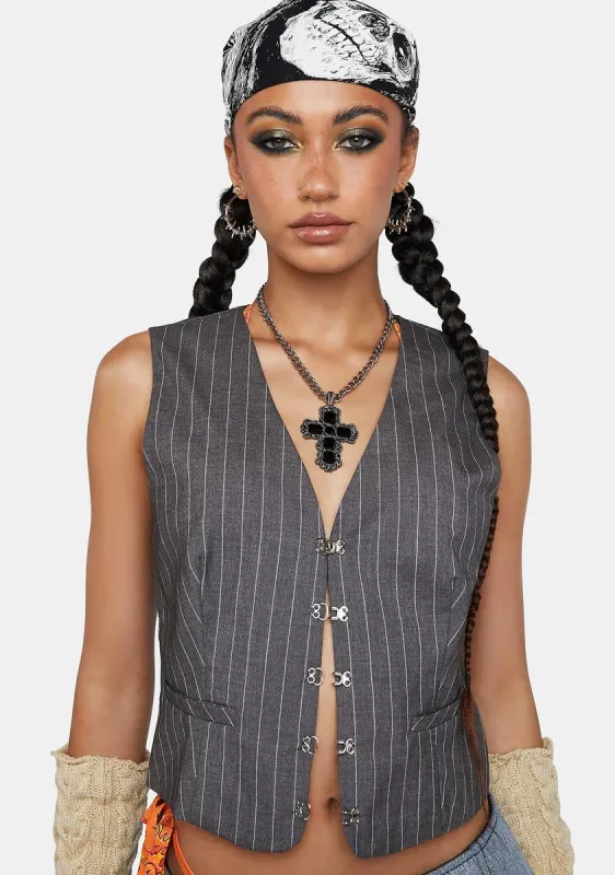 All Bossed Up Crop Vest sold by Dolls Kill
