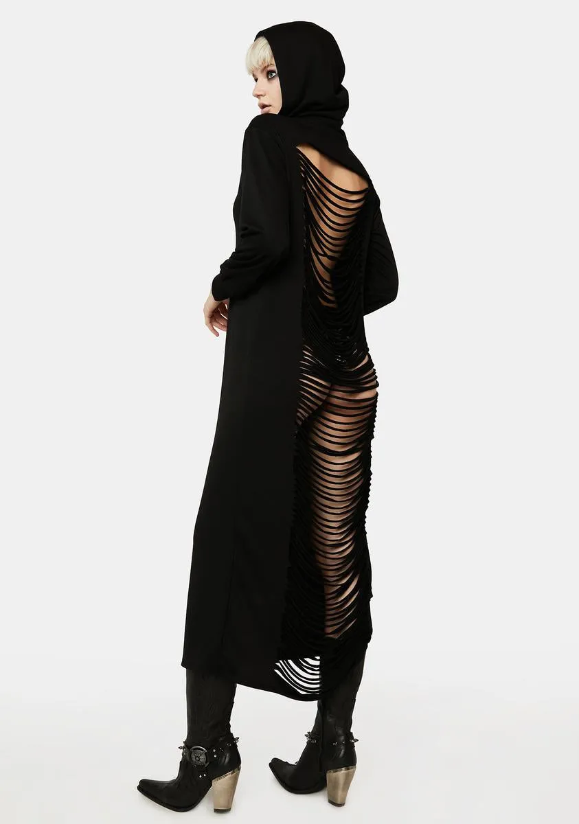 Under The Cloak Of Night Distressed Dress sold by Dolls Kill