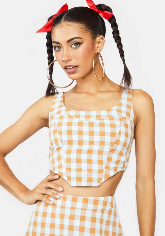 Sunset Chaser Gingham Corset Top sold by Dolls Kill