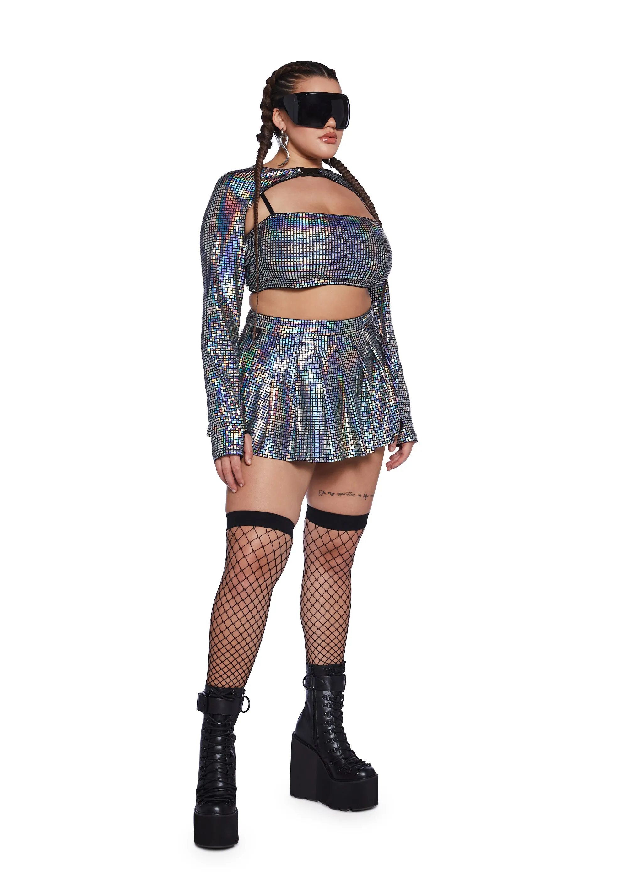 Plus Cosmic Disco Pleated Mini Skirt sold by Dolls Kill product image thumbnail 3