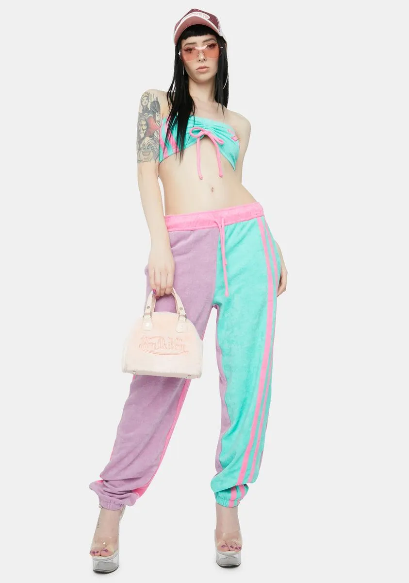 Purple And Turquoise Towelling Sweatpants sold by Dolls Kill product image thumbnail 3