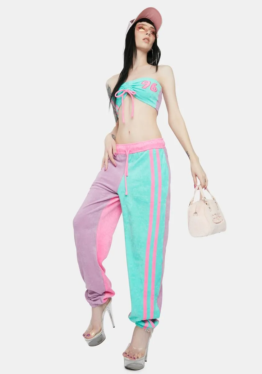 Purple And Turquoise Towelling Sweatpants sold by Dolls Kill product image thumbnail 2