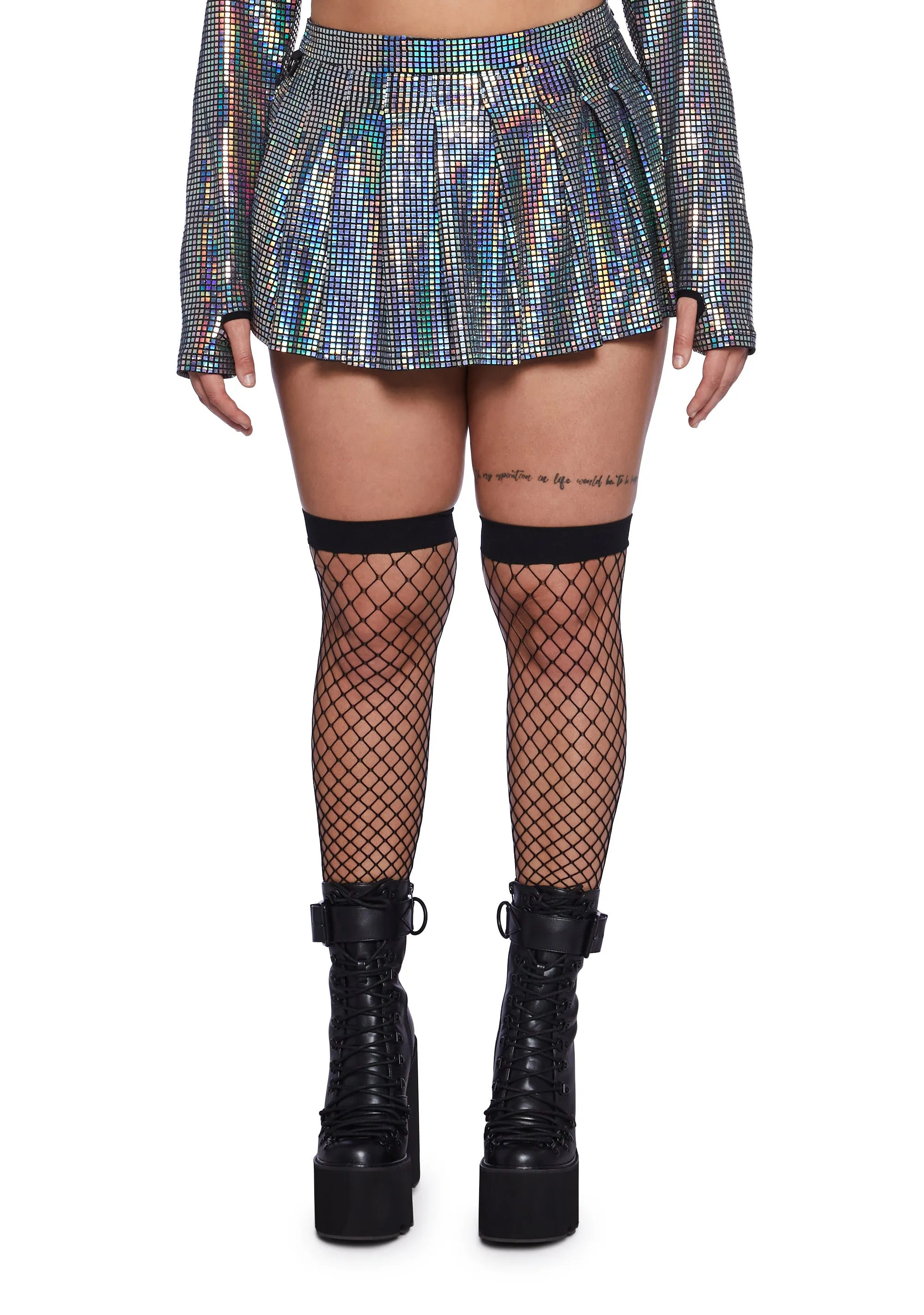 Plus Cosmic Disco Pleated Mini Skirt sold by Dolls Kill