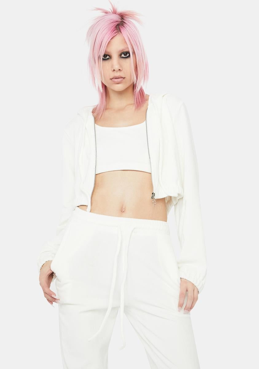 Ivory One More Time Velour Tracksuit sold by Dolls Kill