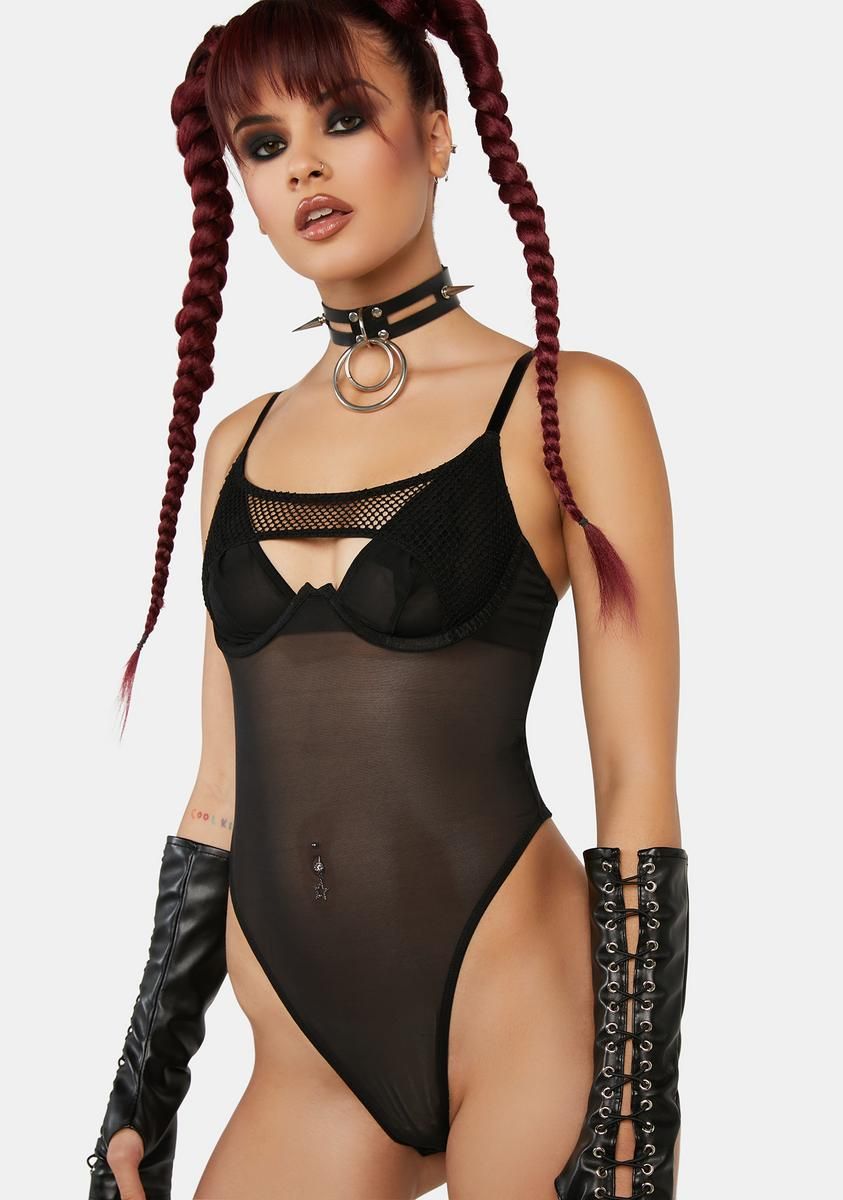 x Hustler Greta Black Fishnet Bodysuit sold by Dolls Kill product image thumbnail 2