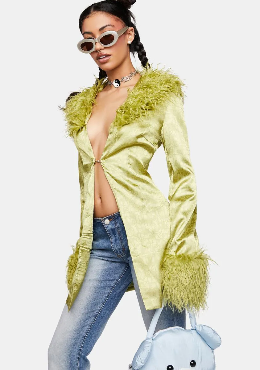 Marla Sateen Faux Fur Collar And Cuffs Jacket sold by Dolls Kill product image thumbnail 2